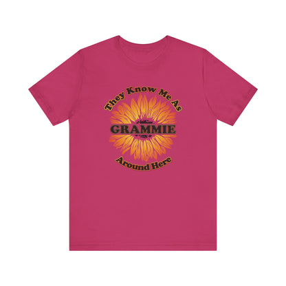 They Know Me As Grammie Around Here Sunflower - Unisex Jersey Short Sleeve Tee - OCDandApparel