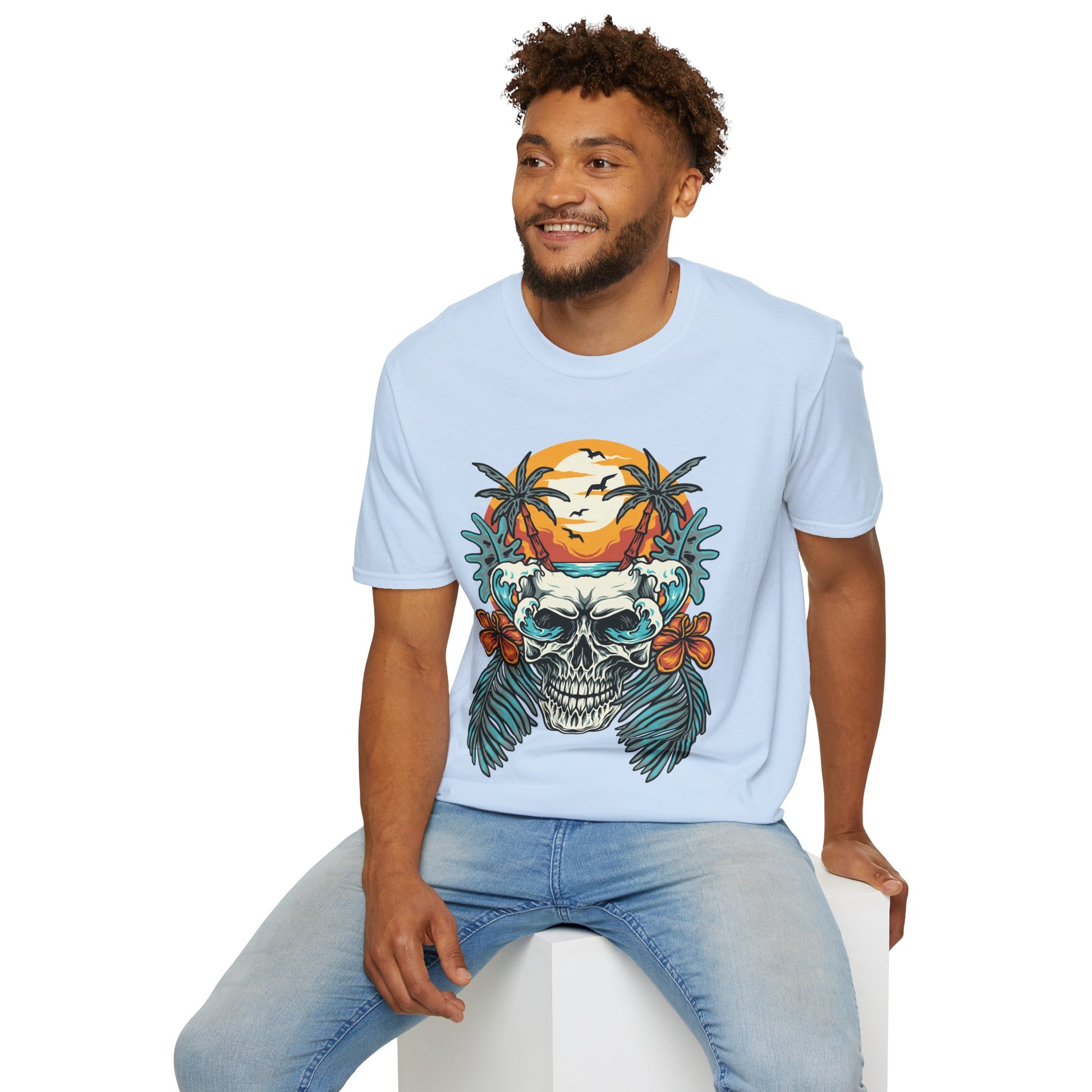 Summer Beach Skull - Unisex Softstyle T-Shirt - OCDandApparel