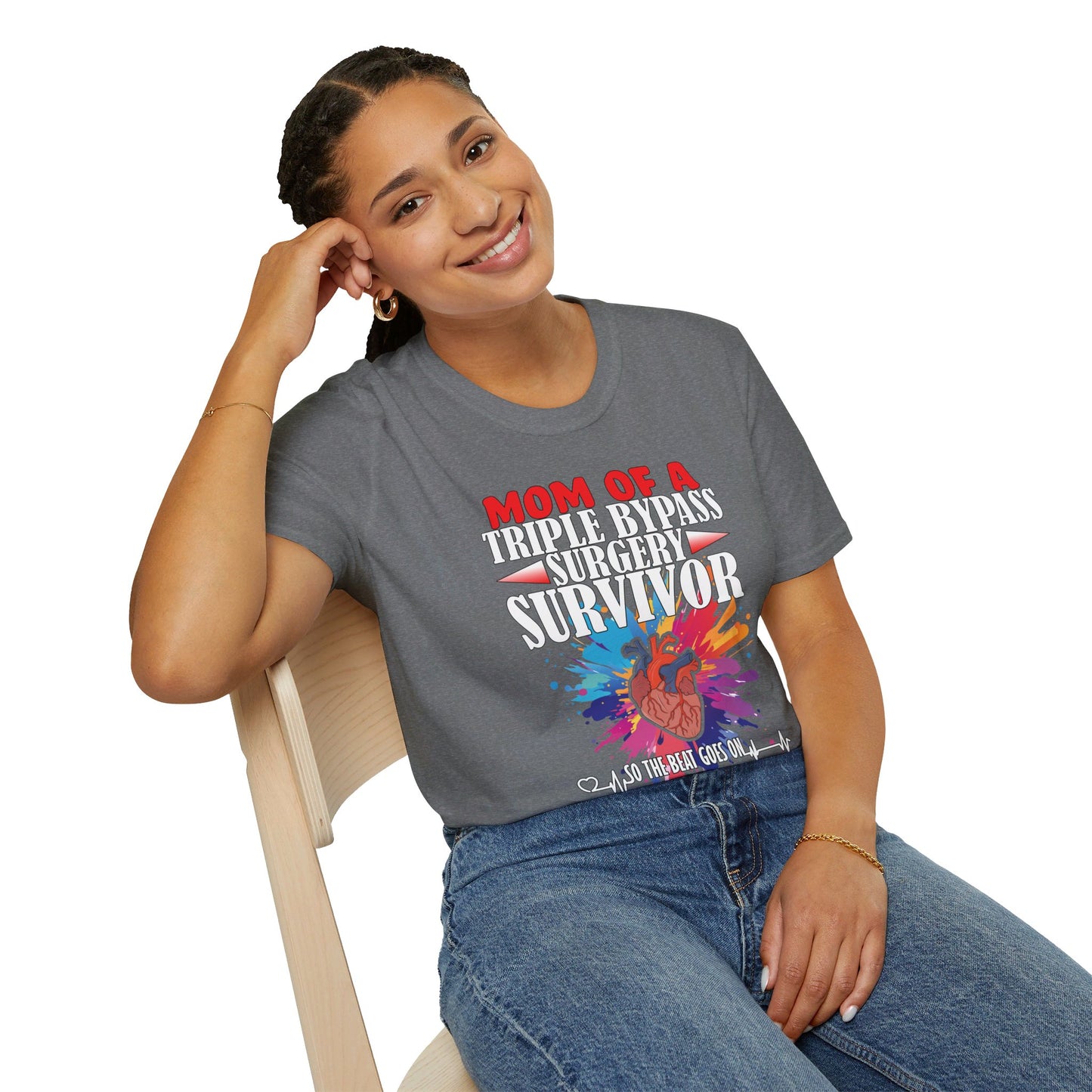 Mom of a Triple Bypass Surgery Survivor - Unisex Softstyle T-Shirt - OCDandApparel