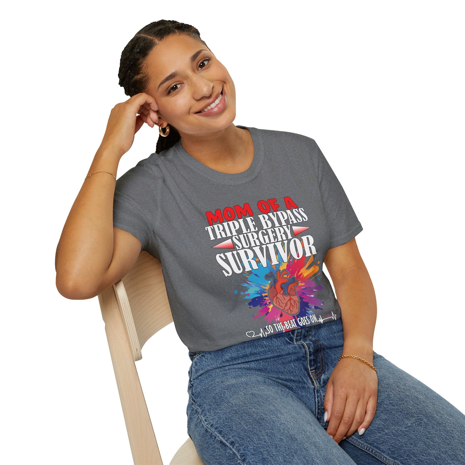 Mom of a Triple Bypass Surgery Survivor - Unisex Softstyle T-Shirt - OCDandApparel