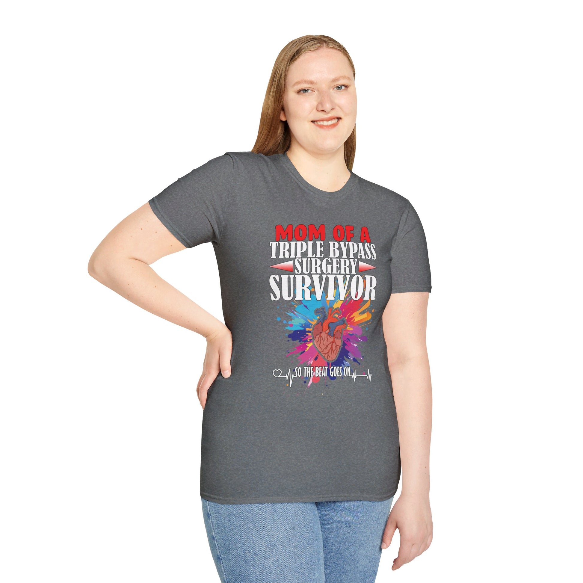 Mom of a Triple Bypass Surgery Survivor - Unisex Softstyle T-Shirt - OCDandApparel