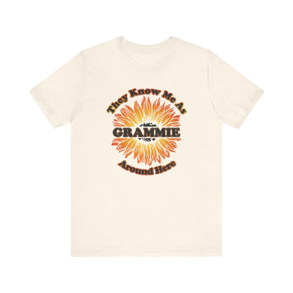 They Know Me As Grammie Around Here Sunflower - Unisex Jersey Short Sleeve Tee - OCDandApparel