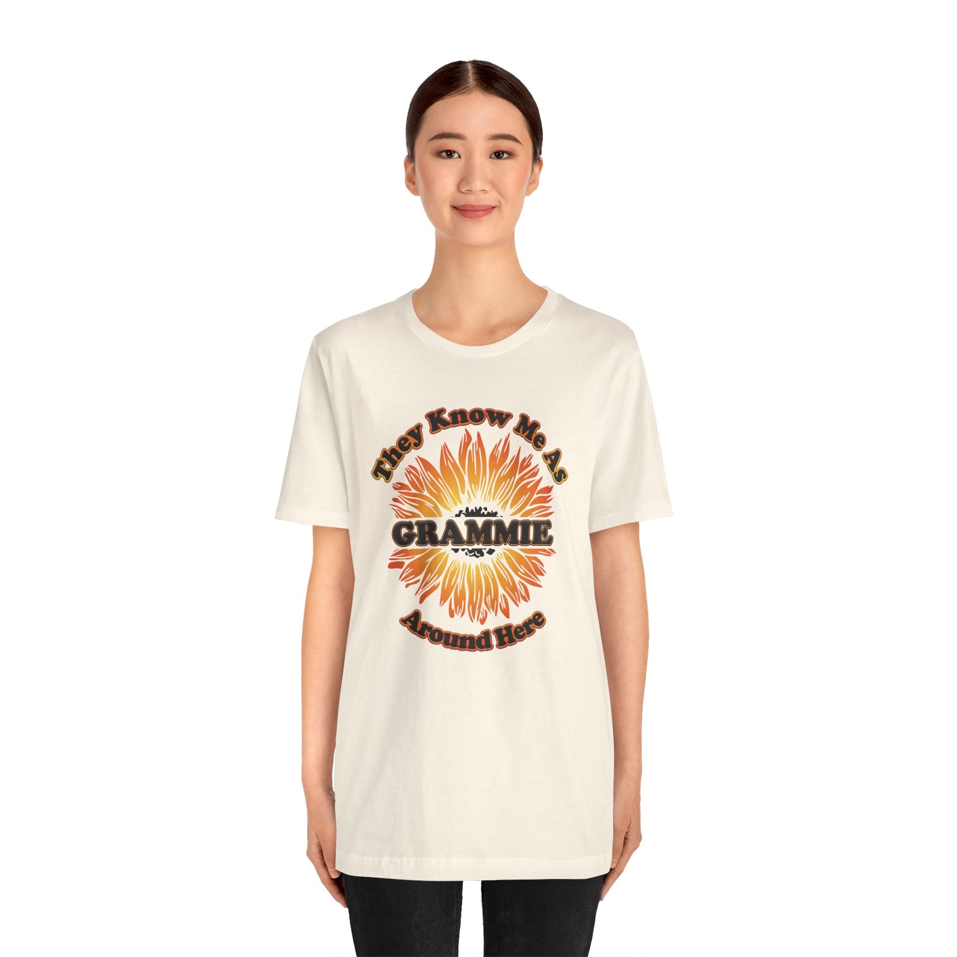 They Know Me As Grammie Around Here Sunflower - Unisex Jersey Short Sleeve Tee - OCDandApparel