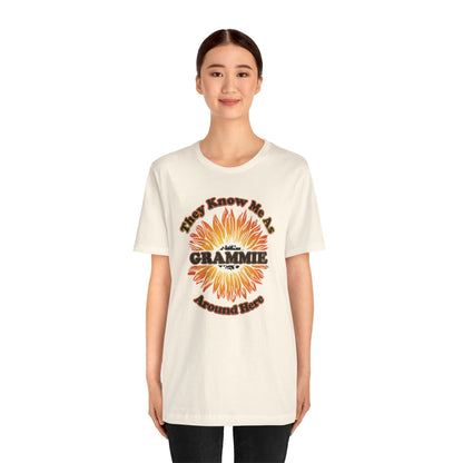 They Know Me As Grammie Around Here Sunflower - Unisex Jersey Short Sleeve Tee - OCDandApparel