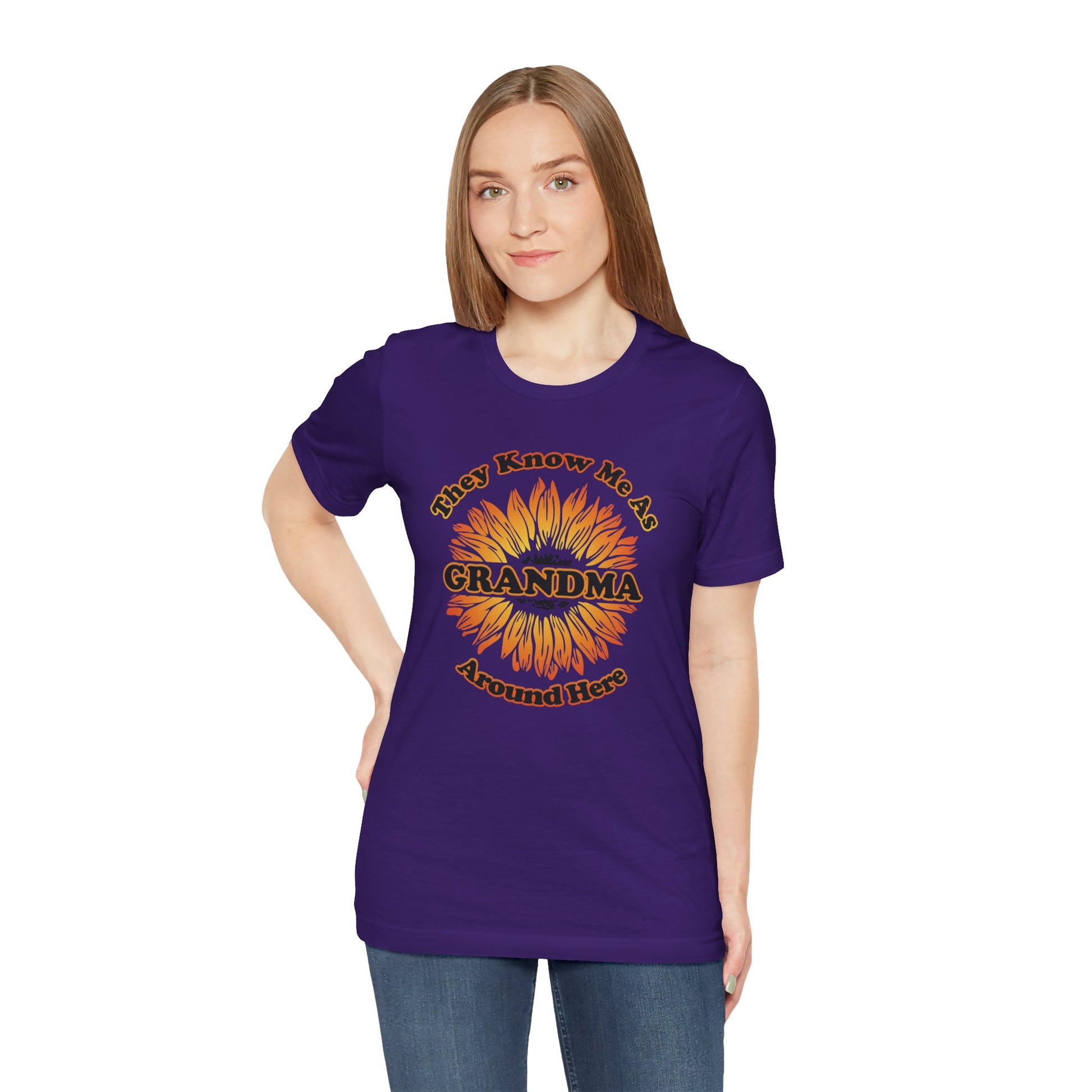 They Know Me As Grandma Around Here Sunflower - Unisex Jersey Short Sleeve Tee - OCDandApparel