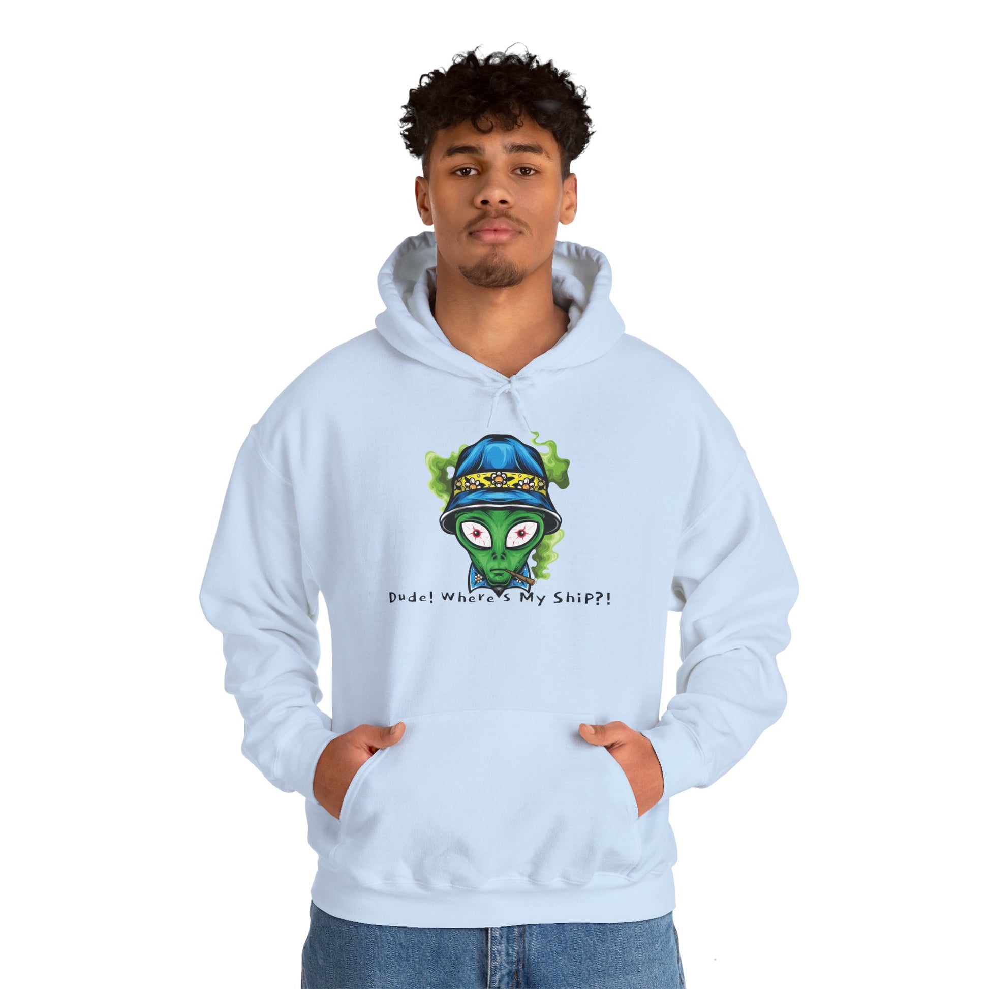 Smokin Alien - Dude, Where's My Ship? - Unisex Heavy Blend™ Hooded Sweatshirt - OCDandApparel