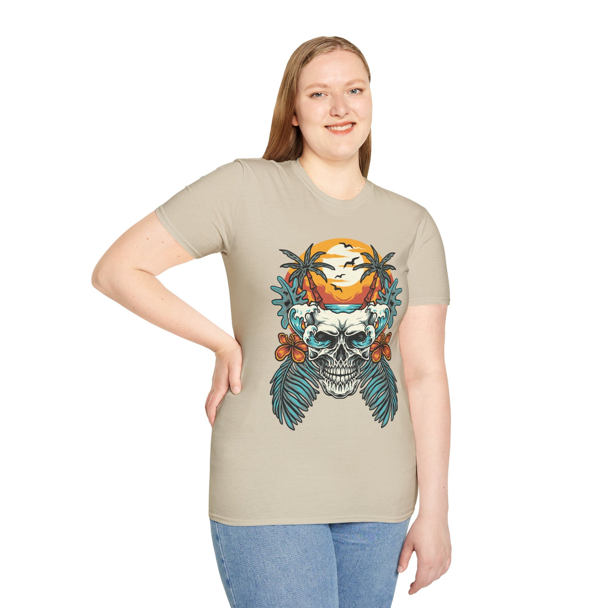 Summer Beach Skull - Unisex Softstyle T-Shirt - OCDandApparel