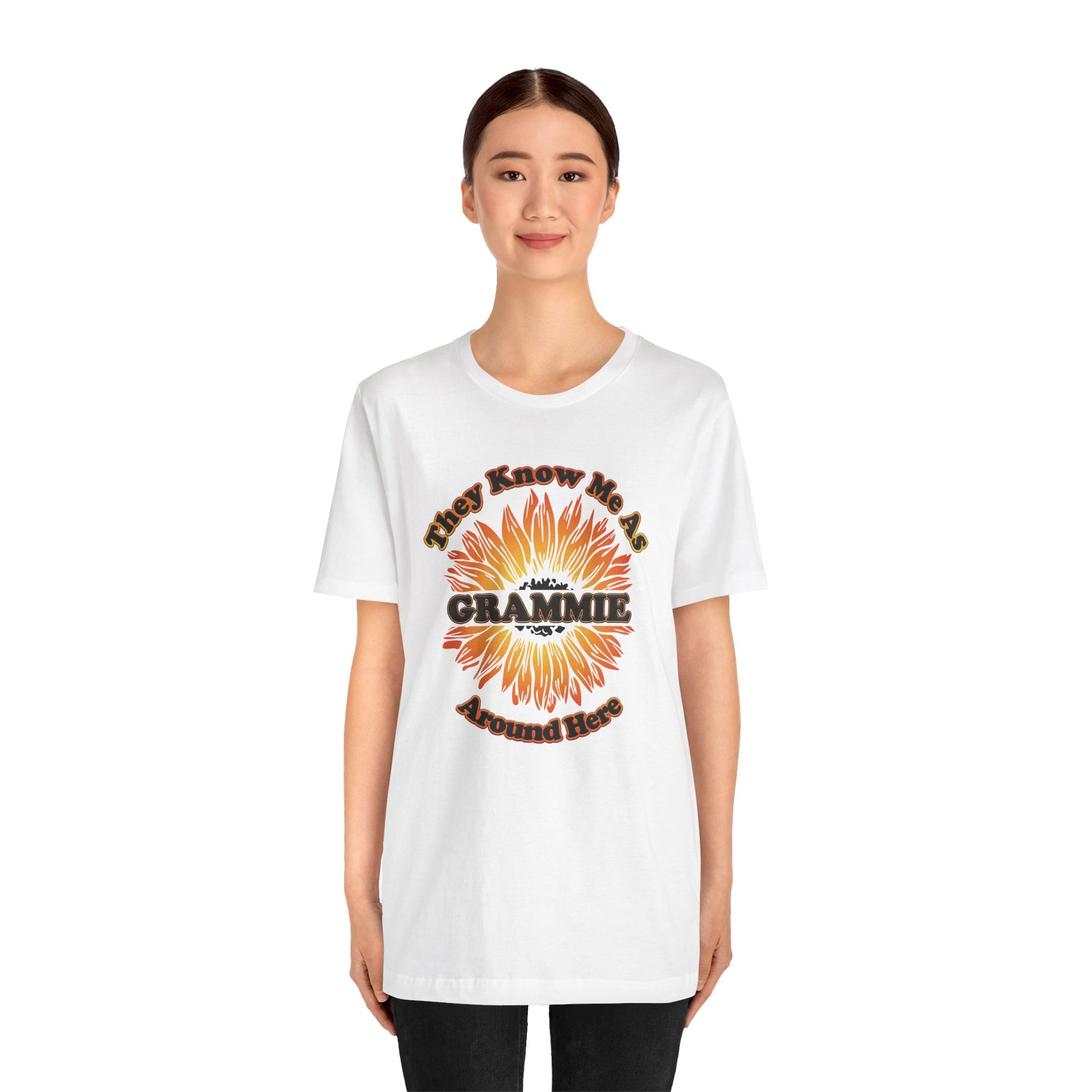 They Know Me As Grammie Around Here Sunflower - Unisex Jersey Short Sleeve Tee - OCDandApparel