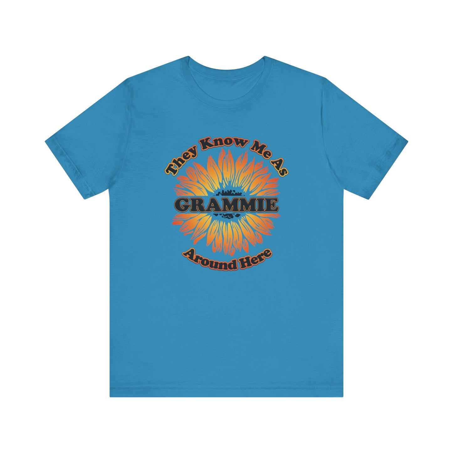 They Know Me As Grammie Around Here Sunflower - Unisex Jersey Short Sleeve Tee - OCDandApparel