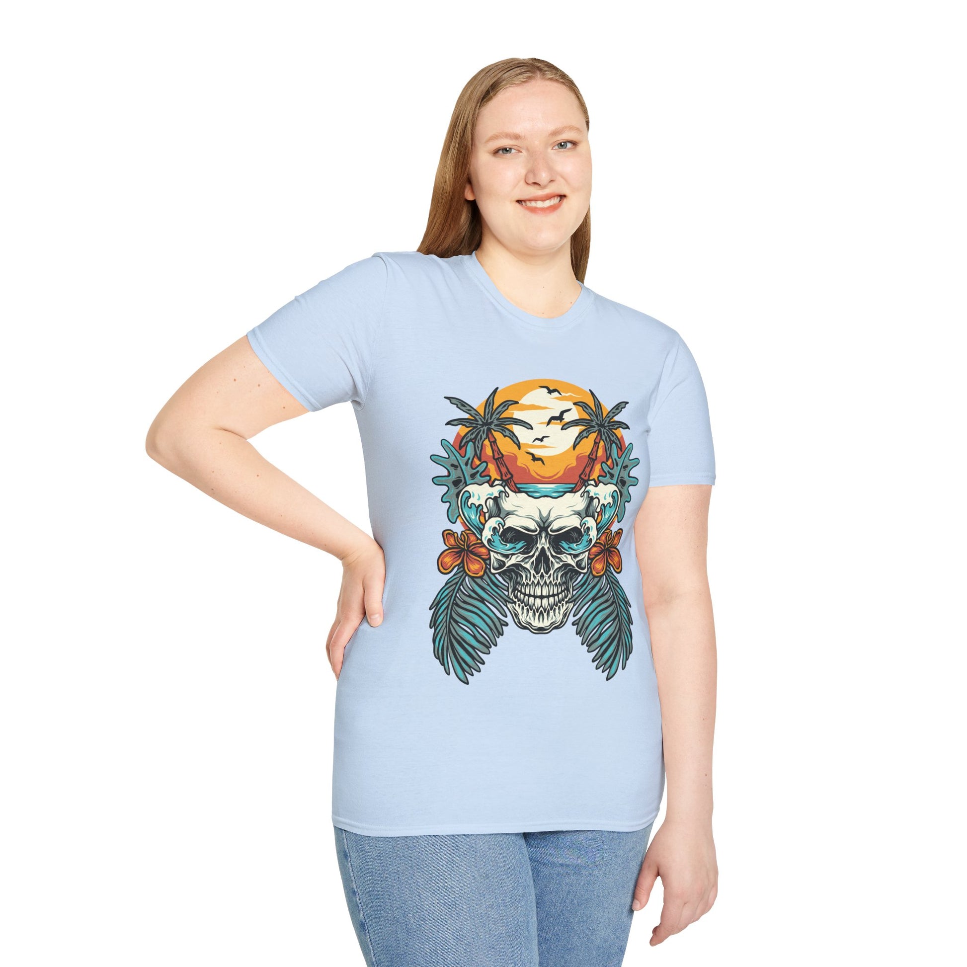 Summer Beach Skull - Unisex Softstyle T-Shirt - OCDandApparel