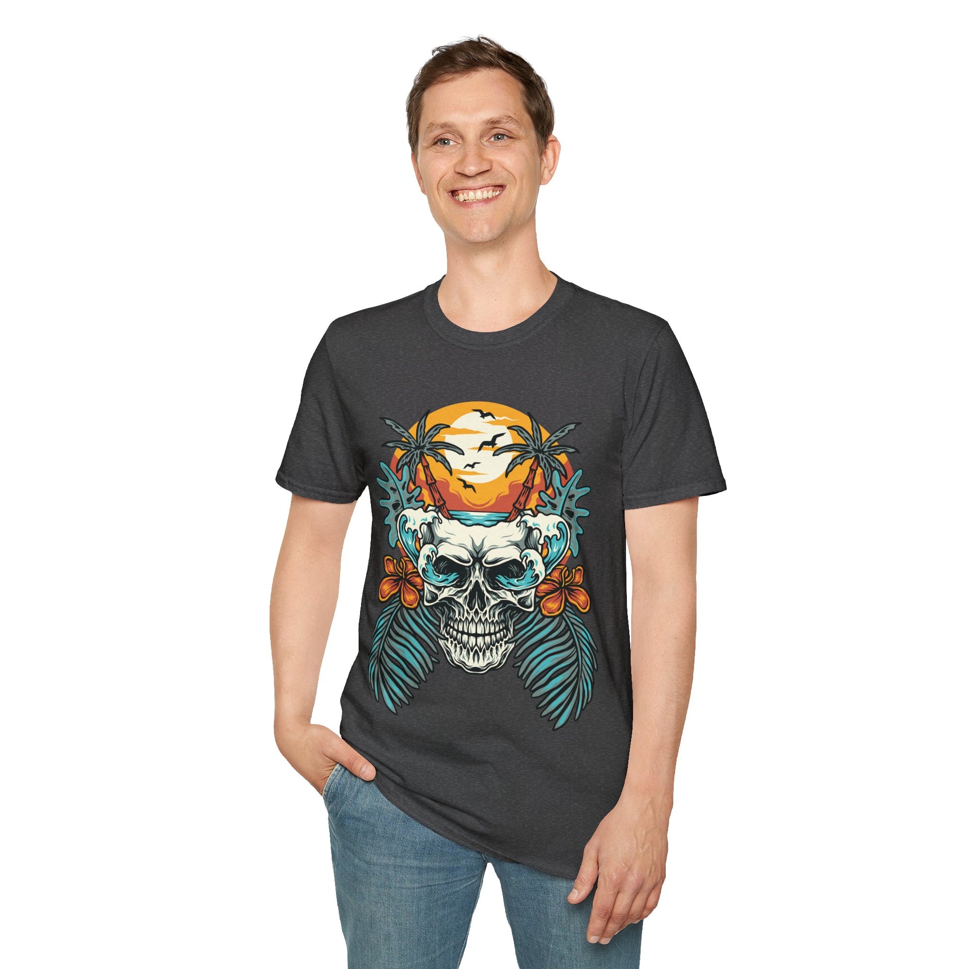 Summer Beach Skull - Unisex Softstyle T-Shirt - OCDandApparel
