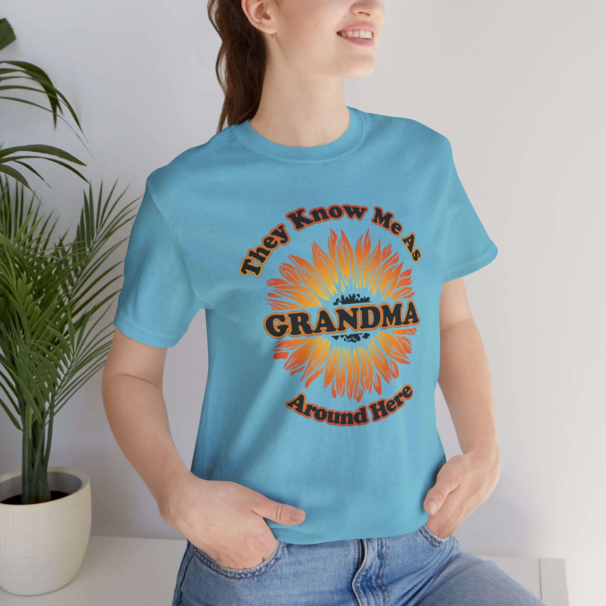 They Know Me As Grandma Around Here Sunflower - Unisex Jersey Short Sleeve Tee - OCDandApparel