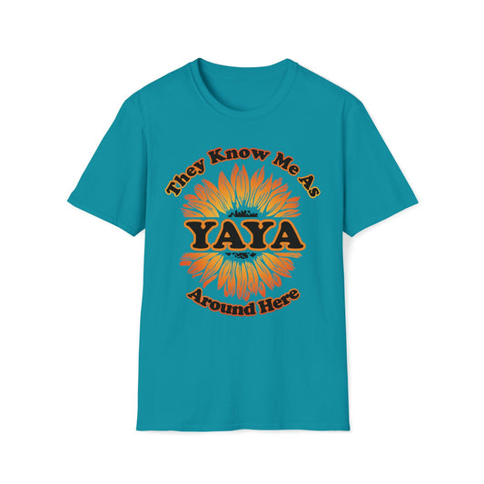They Know Me as YAYA Around Here Sunflower - Unisex Softstyle T-Shirt - Ohio Custom Designs & Apparel LLC