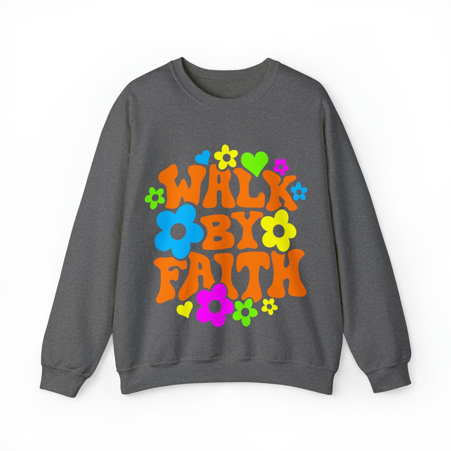 Walk By Faith - Unisex Heavy Blend™ Crewneck Sweatshirt - Ohio Custom Designs & Apparel LLC