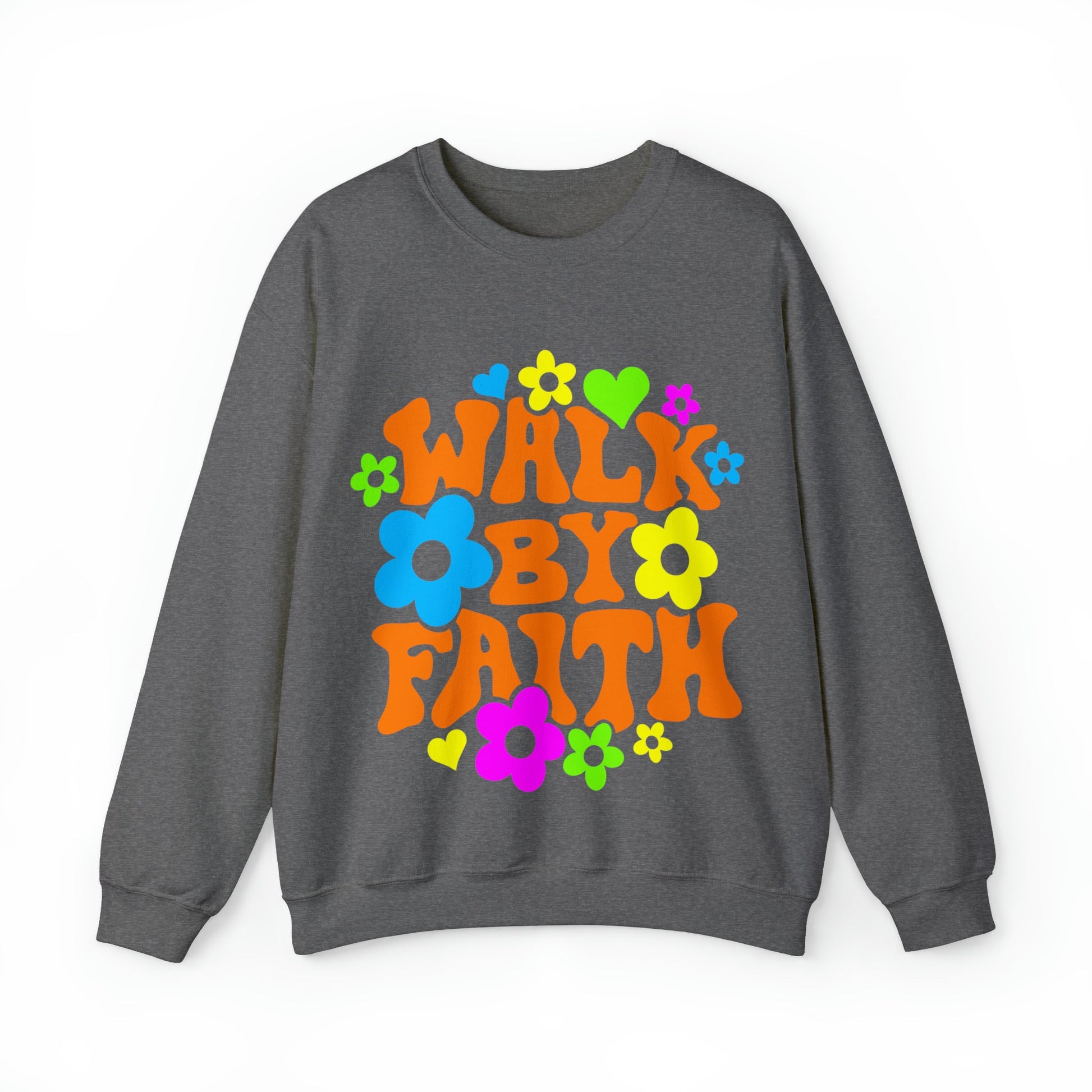 Walk By Faith - Unisex Heavy Blend™ Crewneck Sweatshirt - Ohio Custom Designs & Apparel LLC
