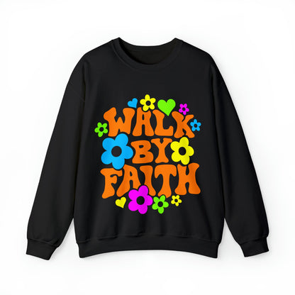 Walk By Faith - Unisex Heavy Blend™ Crewneck Sweatshirt - Ohio Custom Designs & Apparel LLC