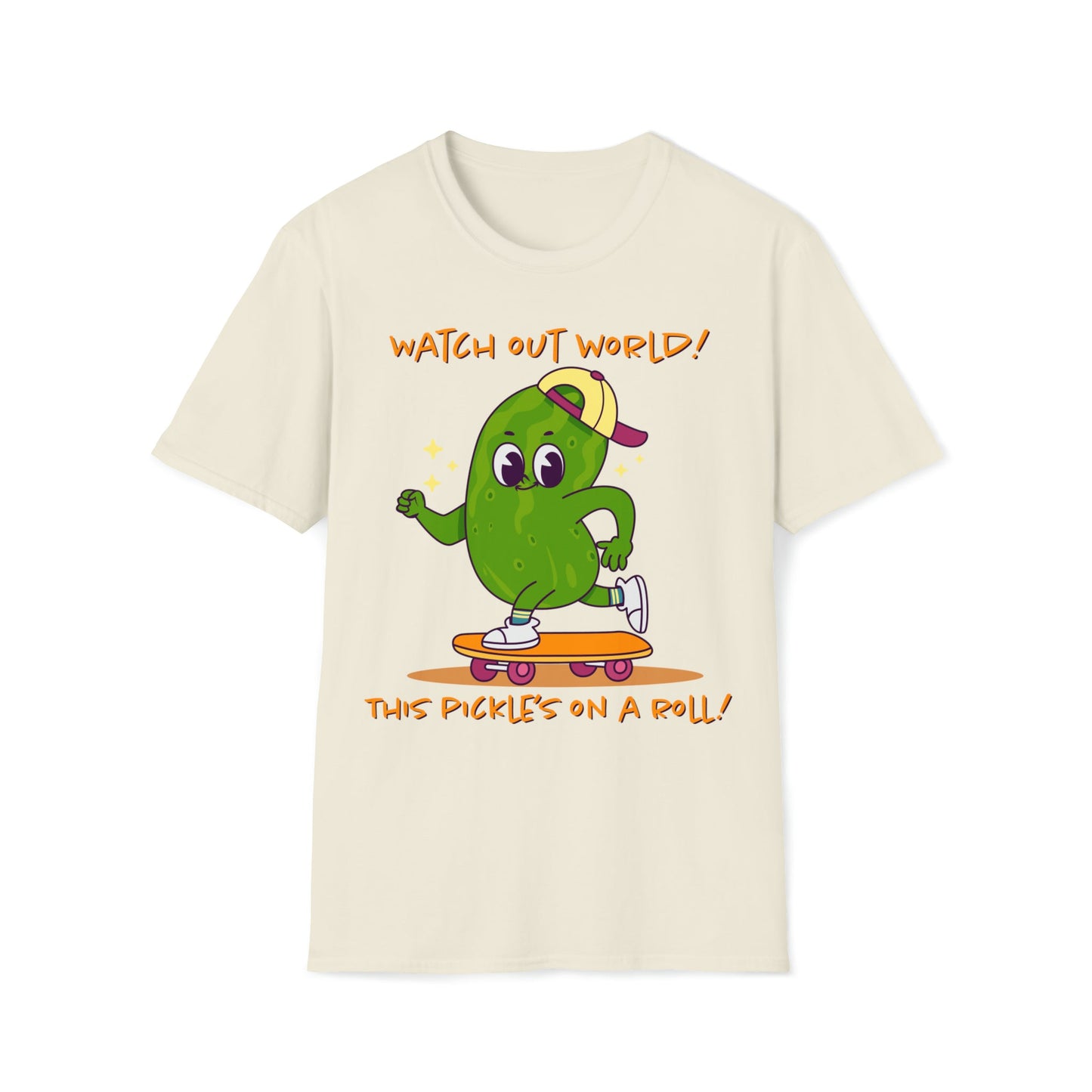 Watch out World! This Pickle's on a Roll! - Unisex Softstyle T-Shirt - Ohio Custom Designs & Apparel LLC