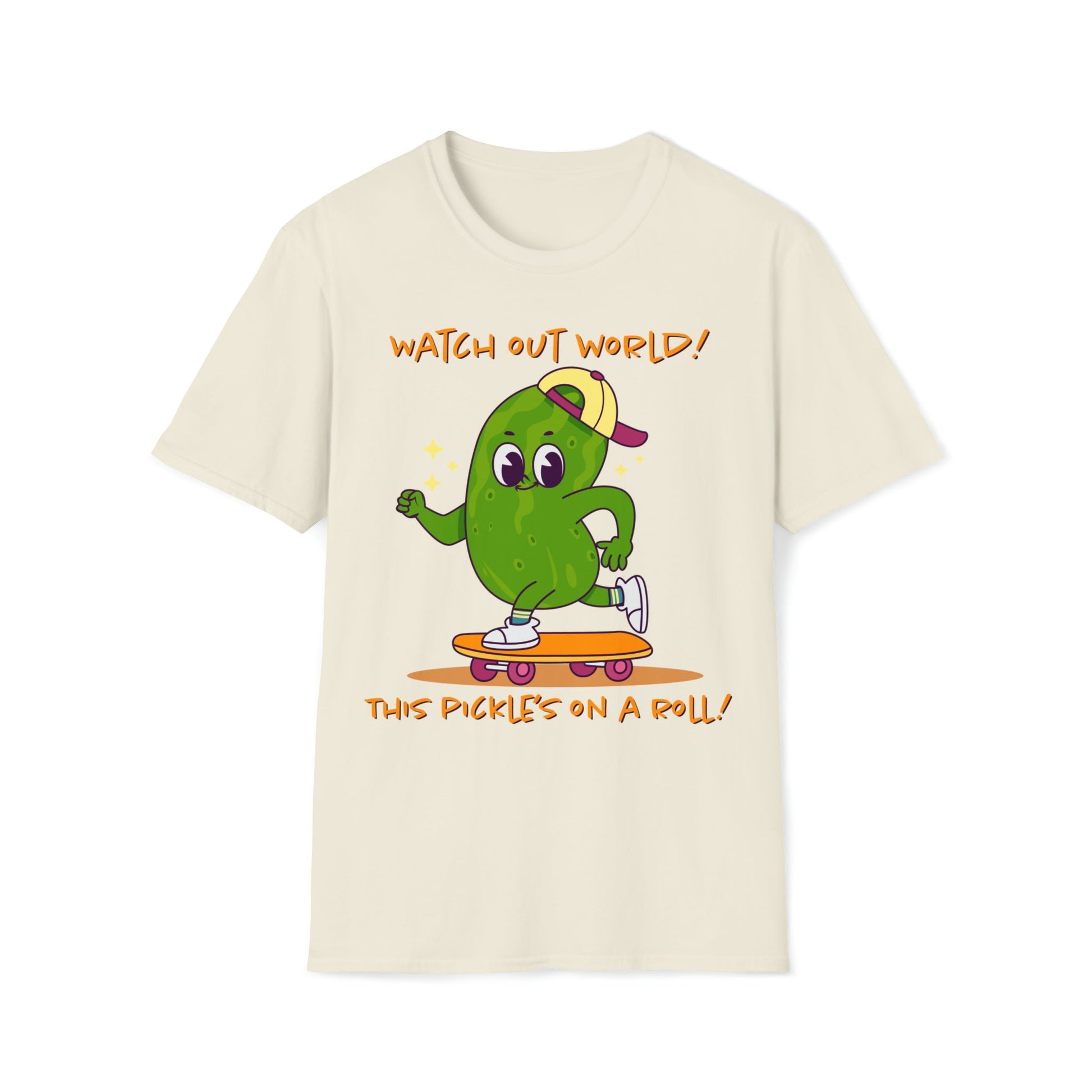 Watch out World! This Pickle's on a Roll! - Unisex Softstyle T-Shirt - Ohio Custom Designs & Apparel LLC